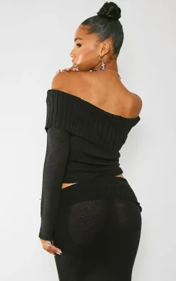 PrettyLittleThing Knitted Tops*Fold Over Key Hole Knit Sweater