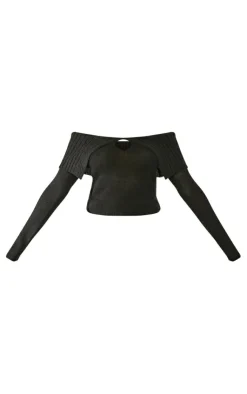 PrettyLittleThing Knitted Tops*Fold Over Key Hole Knit Sweater