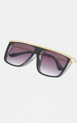 PrettyLittleThing Oversized Sunglasses*Frame Gold Bar Oversized Square Frame Sunglasses