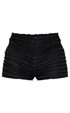 Sale PrettyLittleThing Frill Detail Hotpants Black