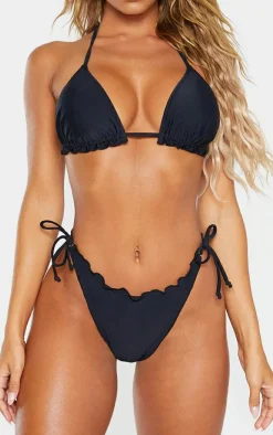 Frill Edge Ruched Back Bikini Bottoms-PrettyLittleThing Outlet