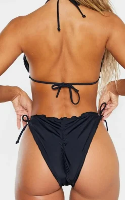 Frill Edge Ruched Back Bikini Bottoms-PrettyLittleThing Outlet