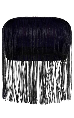 Black Fringe Bandeau Beach Top