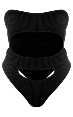 PrettyLittleThing Knitted Tops*Front Cut Outs Bandeau Knit Bodysuit