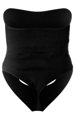 PrettyLittleThing Knitted Tops*Front Cut Outs Bandeau Knit Bodysuit