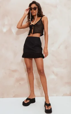 PrettyLittleThing Knitted Tops*Front Tie Crochet Top