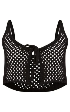 PrettyLittleThing Knitted Tops*Front Tie Crochet Top