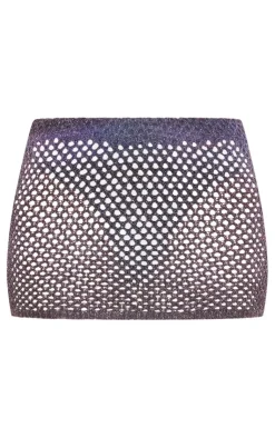 Outlet PrettyLittleThing Glitter Open Knit Skirt Black