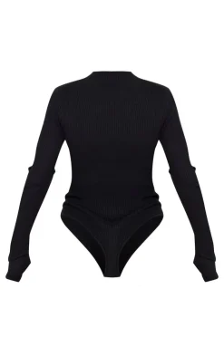PrettyLittleThing Knitted Tops*Half Zip Knitted Bodysuit