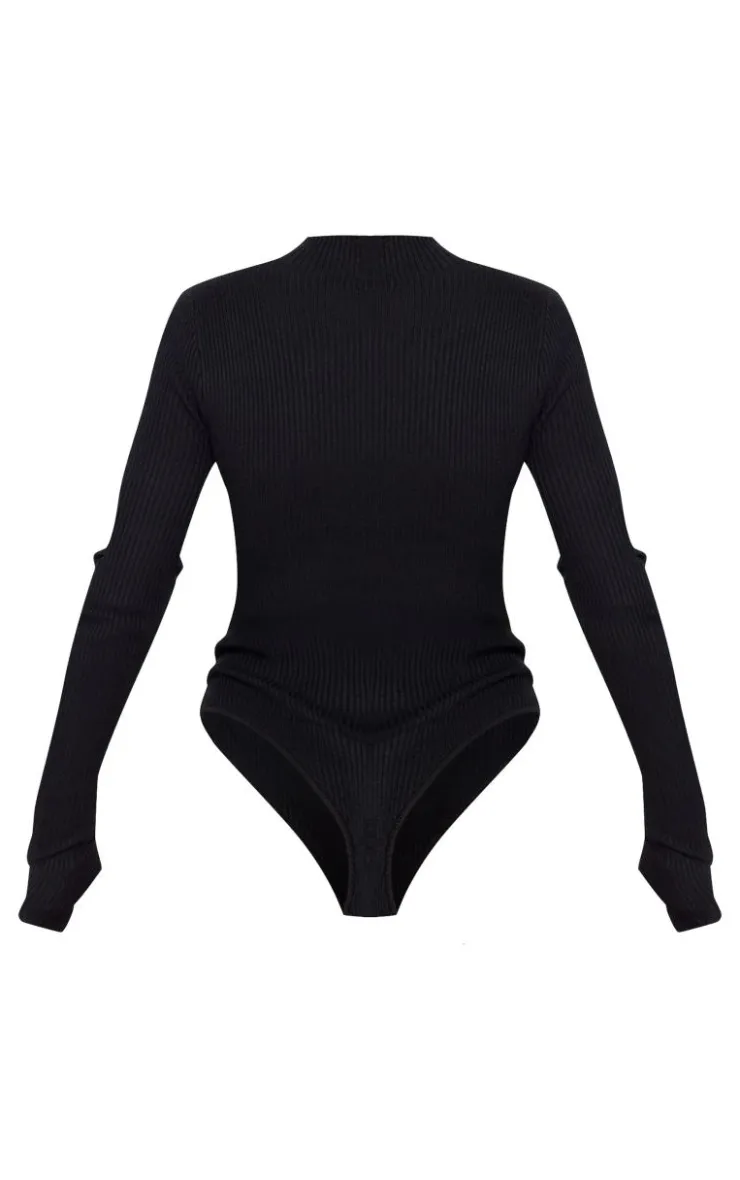 PrettyLittleThing Knitted Tops*Half Zip Knitted Bodysuit