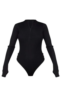 PrettyLittleThing Knitted Tops*Half Zip Knitted Bodysuit