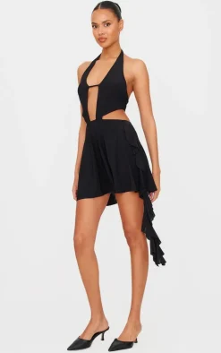 Halter Deep Plunge Shift Dress-PrettyLittleThing