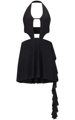 Halter Deep Plunge Shift Dress-PrettyLittleThing