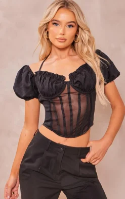 PrettyLittleThing Corsets*Halter Neck Bardot Sleeve Corset