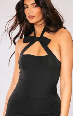Halter Neck Bow Detail Skort Romper-PrettyLittleThing Best