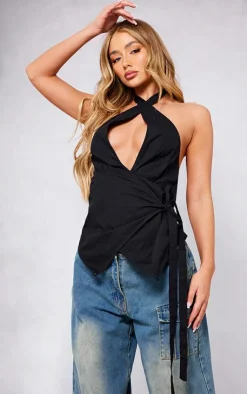 PrettyLittleThing Camisole*Halter Neck Wrap Bow Tie Cami