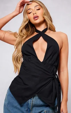 PrettyLittleThing Camisole*Halter Neck Wrap Bow Tie Cami