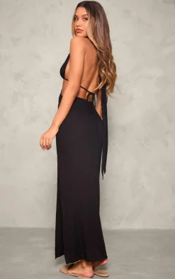 Halterneck Backless Maxi Dress-PrettyLittleThing