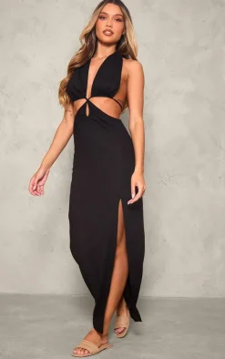 Halterneck Backless Maxi Dress-PrettyLittleThing