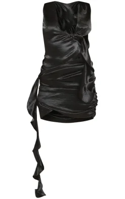 Hammered Satin Knot Drape Detail Bodycon Dress-PrettyLittleThing New