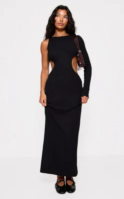 Heavy Brushed Rib Cut Out Maxi Dress-PrettyLittleThing