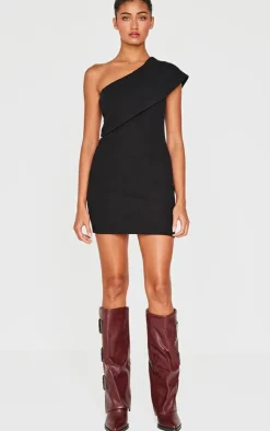 Heavy Rib Asymmetric Bodycon Dress-PrettyLittleThing Clearance