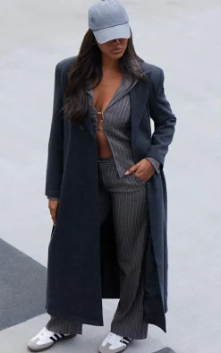 PrettyLittleThing Winter Coats & Jackets*Herringbone Self Tie Maxi Coat