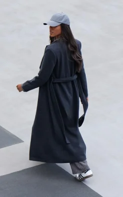 PrettyLittleThing Winter Coats & Jackets*Herringbone Self Tie Maxi Coat