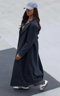 PrettyLittleThing Winter Coats & Jackets*Herringbone Self Tie Maxi Coat