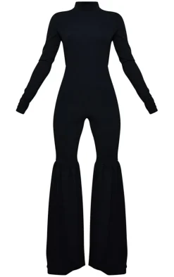 High Neck Extreme Flare Long Sleeve Jumpsuit-PrettyLittleThing Clearance