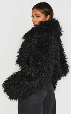 PrettyLittleThing Faux Fur Coats*High Neck Faux Fur Cropped Jacket