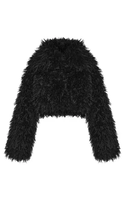 PrettyLittleThing Faux Fur Coats*High Neck Faux Fur Cropped Jacket