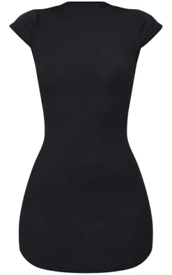 High Neck Ribbed Bodycon Dress-PrettyLittleThing Online
