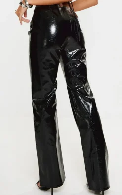 Sale PrettyLittleThing High Shine Faux Leather Pants Black
