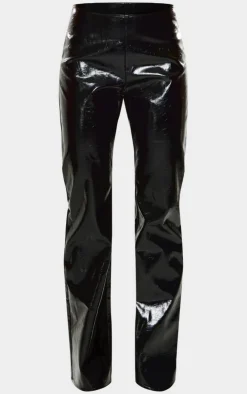 Sale PrettyLittleThing High Shine Faux Leather Pants Black
