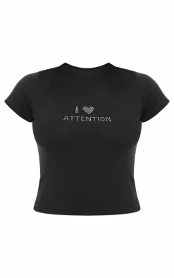 PrettyLittleThing T-Shirts*Hot Fix Attention Fitted T Shirt