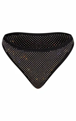 Black Hot Fix Fishnet High Leg Bikini Bottoms