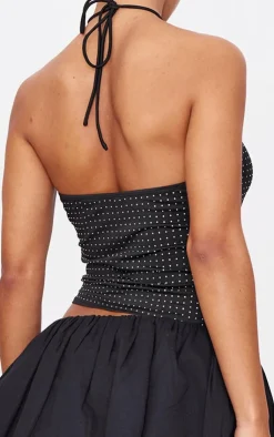 Hot Fix Halterneck Open Back Long Top-PrettyLittleThing Clearance
