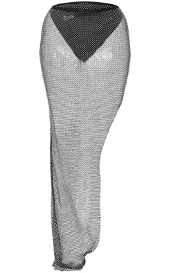 Hotfix Diamante Mesh Panties Insert Maxi Skirt-PrettyLittleThing Clearance