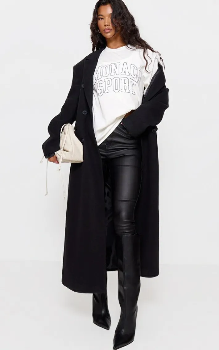 Black Hourglass Coated Skinny Jeans