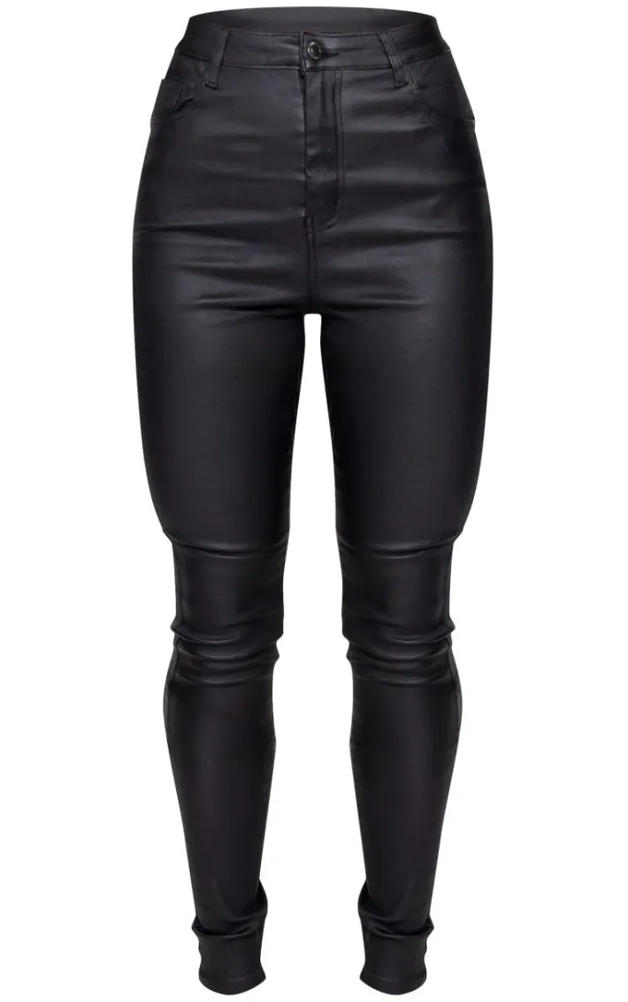 Black Hourglass Coated Skinny Jeans