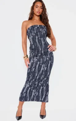 Jaquard Style Strapless Denim Maxi Dress-PrettyLittleThing Best