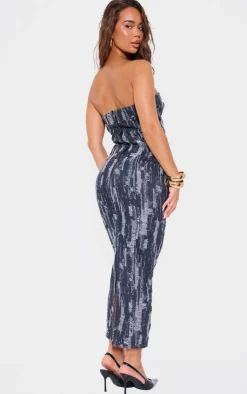 Jaquard Style Strapless Denim Maxi Dress-PrettyLittleThing Best