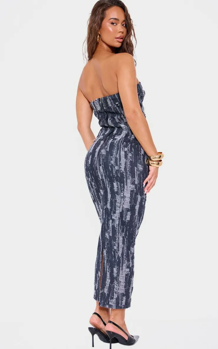 Jaquard Style Strapless Denim Maxi Dress-PrettyLittleThing Best