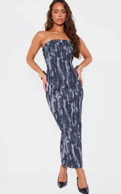 Jaquard Style Strapless Denim Maxi Dress-PrettyLittleThing Best
