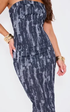 Jaquard Style Strapless Denim Maxi Dress-PrettyLittleThing Best