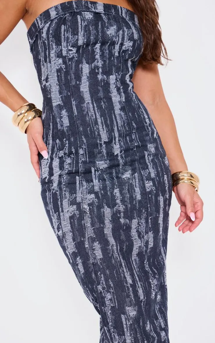 Jaquard Style Strapless Denim Maxi Dress-PrettyLittleThing Best