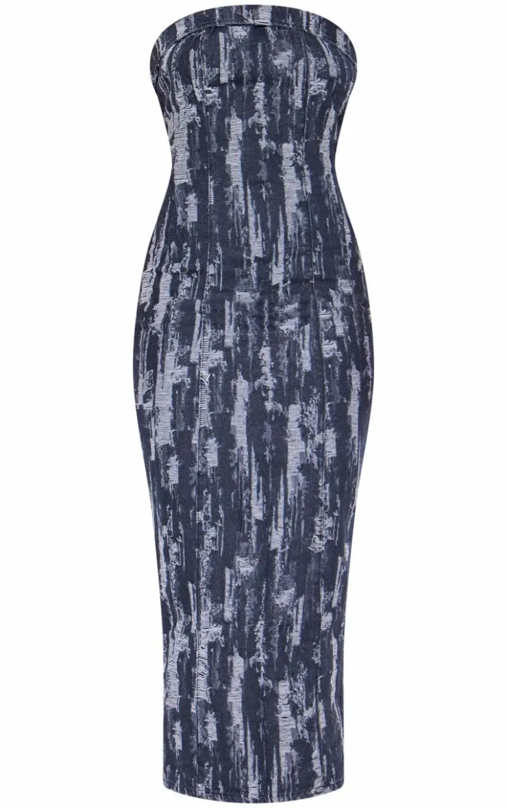 Jaquard Style Strapless Denim Maxi Dress-PrettyLittleThing Best