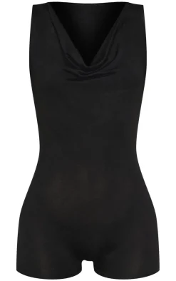 Jersey Cowl Neck Unitard-PrettyLittleThing Online