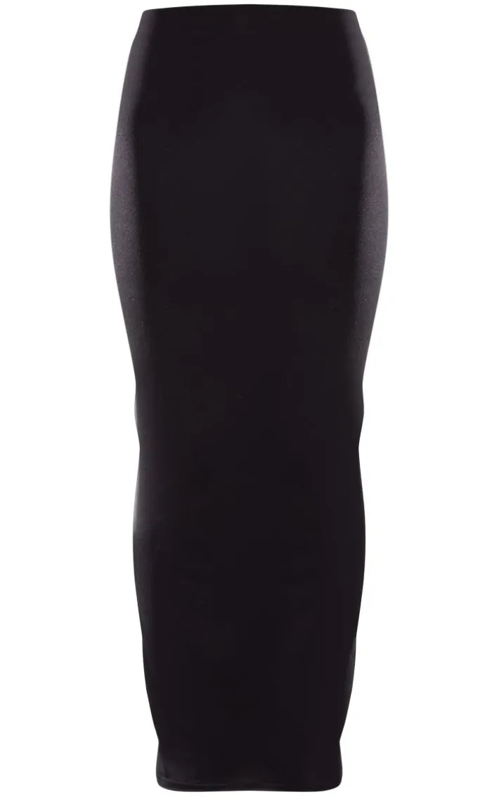 Black Jersey Low Rise Maxi Skirt